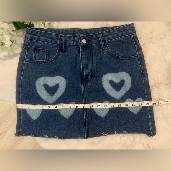 🩵New Empty Soda Chic Fun Denim Heart Mini Skirt🩵 - Picture 8 of 10